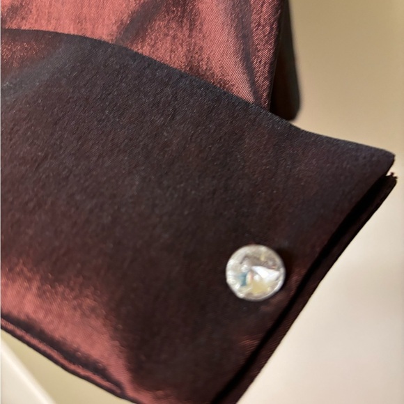 Deep Burgandy zip up the back shirt Milla Bell. STUNNING SHIMMER - Picture 4 of 5